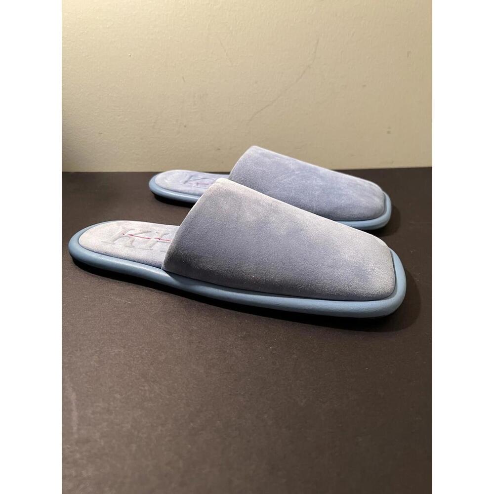 KHAITE Women's Light Blue Suede Slide Slippers